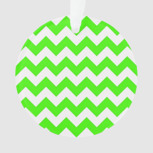 Lime Green White Chevron Zig-Zag Pattern Ornament (voorkant)