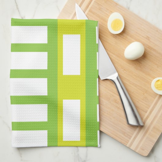 Lime Green White Color Modern Stripe Theedoek (Quarter Fold)