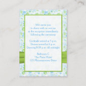 Lime Green, White en Blue Floral Enclosure Card Informatiekaartje (Achterkant)