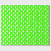 Lime Green White Fleur de Lis Pattern Cadeaupapier (Vlak)