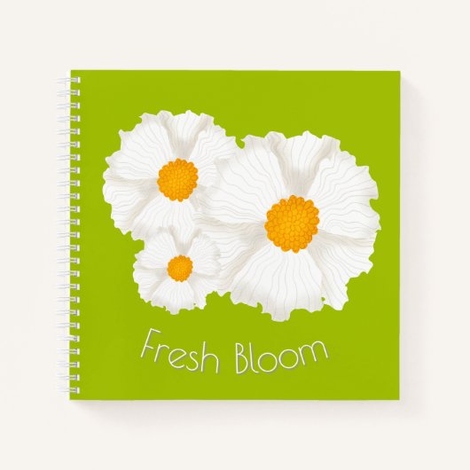Lime Green White Floral Spiral Notitieboek (Voorkant)