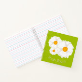 Lime Green White Floral Spiral Notitieboek (Binnen)