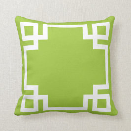 Lime Green White Greek Key Kussen