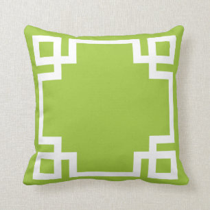 Lime Green White Greek Key Kussen