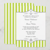 Lime Green White Grey Nautical Wedding Invitation Kaart (Voorkant / Achterkant)