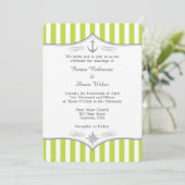 Lime Green White Grey Nautical Wedding Invitation Kaart (Staand voorkant)
