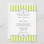 Lime Green White Grey Nautical Wedding Invitation Kaart (Voorkant)