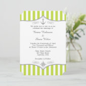 Lime Green White Grey Nautical Wedding Invitation Kaart (Staand voorkant)