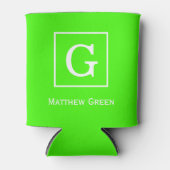 Lime Green White Initiaal monogram Blikjeskoeler (Voorkant)