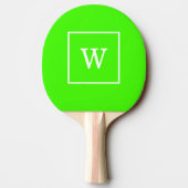 Lime Green White Initiaal monogram Tafeltennisbatje (Achterkant)