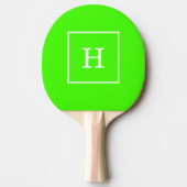 Lime Green White Initiaal monogram Tafeltennisbatje (Voorkant)
