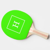 Lime Green White Initiaal monogram Tafeltennisbatje (Zijkant)