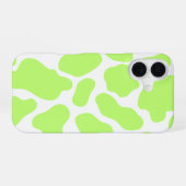 Lime Green & White Koe Print iPhone 16 Hoesje (Achterkant horizontaal)