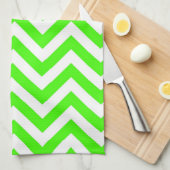 Lime Green White Large Chevron ZigZag Pattern Theedoek (Quarter Fold)