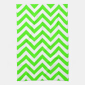 Lime Green White Large Chevron ZigZag Pattern Theedoek (Verticaal)
