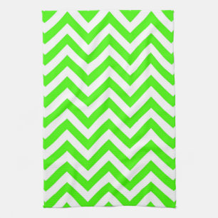 Lime Green White Large Chevron ZigZag Pattern Theedoek