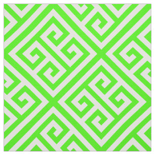 Lime Green White Med Greek Key Diag T Pattern #1 Stof