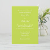 Lime Green White Plain Simple Wedding Invitation Kaart (Staand voorkant)