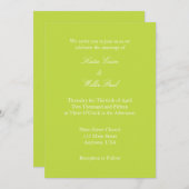 Lime Green White Plain Simple Wedding Invitation Kaart (Voorkant / Achterkant)