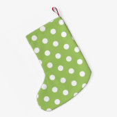 Lime Green White Polka Dots Personalized Monogram Kleine Kerstsok (Achterkant (Hangend))