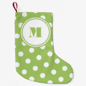 Lime Green White Polka Dots Personalized Monogram Kleine Kerstsok (Voorkant)