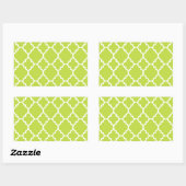 Lime Green White Quatrefoil Moroccan Pattern Rechthoekige Sticker (Vel)