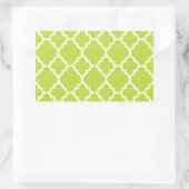 Lime Green White Quatrefoil Moroccan Pattern Rechthoekige Sticker (Tas)