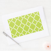 Lime Green White Quatrefoil Moroccan Pattern Rechthoekige Sticker (Envelop)
