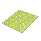 Lime Green White Quatrefoil Moroccan Pattern Tegeltje (Zijkant)