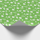 Lime Green White Roses Rosebud Floral Print Cadeaupapier (Hoek)