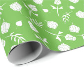  Lime Green White Roses Rosebud Floral Print Cadeaupapier (Rol Hoek)