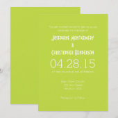 Lime Green White Simple Modern Wedding Invitation Kaart (Voorkant / Achterkant)