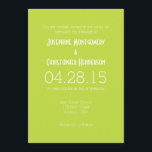Lime Green White Simple Modern Wedding Invitation Kaart<br><div class="desc">Producten die u kunt aanpassen met uw afbeeldingen of tekst.</div>