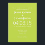 Lime Green White Simple Modern Wedding Invitation Kaart<br><div class="desc">Producten die u kunt aanpassen met uw afbeeldingen of tekst.</div>