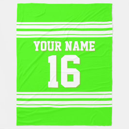 Lime Green White Sports Jersey Fleece Deken