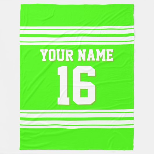 Lime Green White Sports Jersey Fleece Deken (Voorkant)