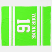 Lime Green White Sports Jersey Fleece Deken (Voorkant (Horizontaal))