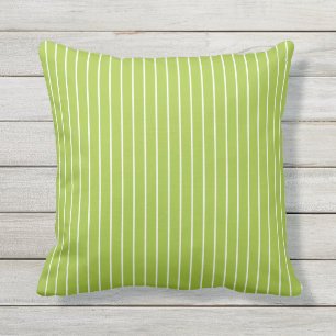 Lime Green White Summer Stripes Buitenkussen