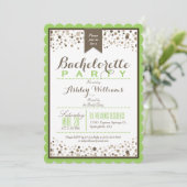 Lime Green, White, Taupe Bachelorette Party Kaart (Staand voorkant)