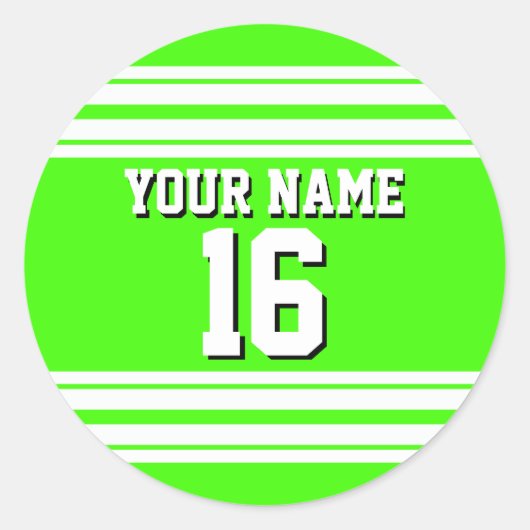 Lime Green White Team Jersey Ronde Sticker (Voorkant)