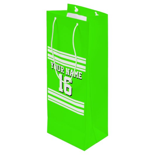 Lime Green White Team Jersey Wijn Cadeautas (Achterkant Gekanteld)