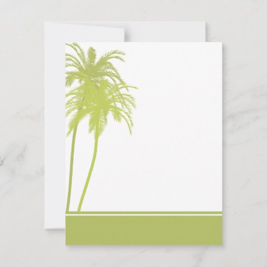 Lime Green & White Tropical Palms Invitation RSVP Kaartje (Achterkant)
