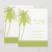 Lime Green & White Tropical Palms Invitation RSVP Kaartje (Voorkant / Achterkant)