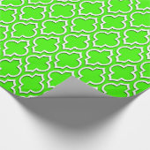 Lime Green White XL Moroccan Quatrefoil #7DS Cadeaupapier (Hoek)