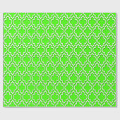 Lime Green White XL Moroccan Quatrefoil #7DS Cadeaupapier (Vlak)