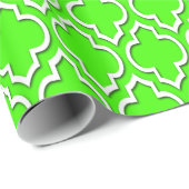 Lime Green White XL Moroccan Quatrefoil #7DS Cadeaupapier (Rol Hoek)