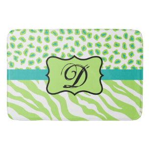 Lime Green White Zebra Leopard Badmat