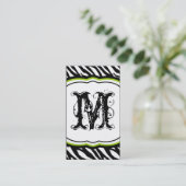 Lime Green White Zebra Print Pattern Visitekaartje (Staand voorkant)
