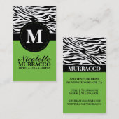 Lime Green Wild Zebra print mammie roebelkaart / Contactkaartje (Voorkant / Achterkant)