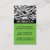 Lime Green Wild Zebra print mammie roebelkaart / Contactkaartje (Achterkant)